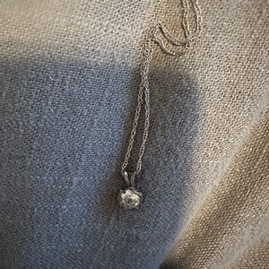 Black Hills Gold-Silver Solitaire Pendant Necklace with Clear Stone